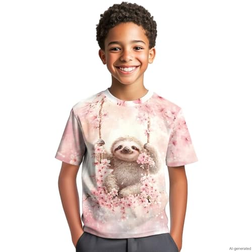 Image of WELLFLYHOM Kids Tshirts Girls Boys Short Sleeve Crewneck Tees Shirts Casual Sport Pullover Tops Size 3-16 Years