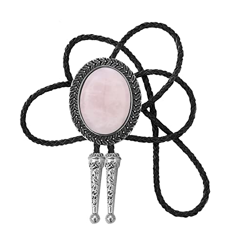 Image of Bolo Tie for Men Women Cowboy Turquoise Celtic Natural Tiger Eye Stone Longhorn Bull Western Leather Bolo Necktie