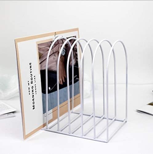 indian decor 2630 vinyl record storage holder metal standard wire file folder racks magazine newspaper metal standard holder functional display rack for office home (white) - made in india-picture-24