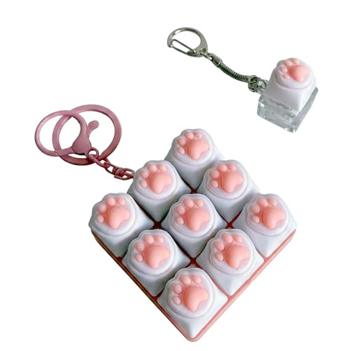 2 Pcs Keyboard Keychain, Stress Relief Keyboard Keychain with Fidget Functions, Portable Keyboard Fidget Toy, 9 Keys Keyboard Fidget Keychain for Daily Use