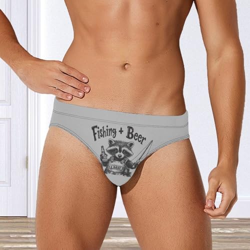 Fishing Beer Raccoon Mens Swim Briefs Quick Dry Triangle Trunks Swimsuit Swimming Bikini Swimwear4