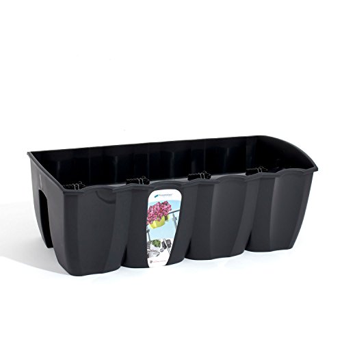 Prosperplast 18 ltr Graphite L size CROWN flower pot for railing, 3 sizes, 4 colours