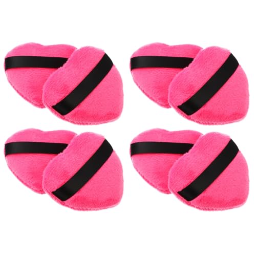 KAILIKETIY Borlas para Polvos Maquillaje en Forma de Corazón, 8 Piezas, Lienzo Ligero y Delicado para Aplicación Completa del Rostro, Pack Cosmético Adecuado