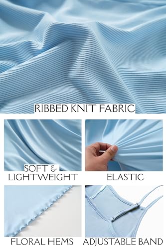 Ekouaer Womens Cami Pajama Sets 2 Piece Ribbed Knit PJs Soft Lingerie Sleeveless Tank Top and Shorts Camisole Lounge Set4