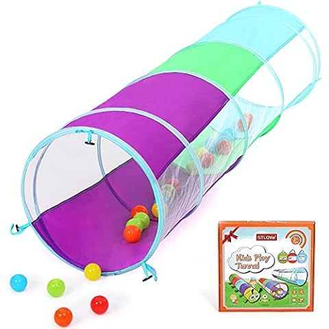 Kids Play Tunnel, STLOVe Tent for Toddler, 70.9*18.1 in Pop Up Crawl Tunnel Toy for Baby Infant ChildrenDogCat, Collapsible Gift for Boy and Girl Play Tunnel Indoor and Outdoor Game, Colorful Tunnel Cover