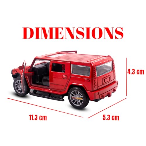 Image of Toy Cloud DieCast Model Cars Hummer Metal Car for Kids Pull Back Action Opening Doors Toy Cars for Boys 5-8 Years - Red