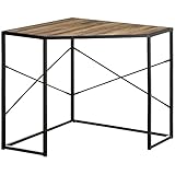 HOMCOM Corner Computer Desk with Steel Frame for Small Spaces, Writing Desk for Workstation, Black