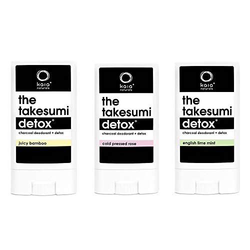 Kaia Natural 3 Travel-Sized Charcoal Deodorants in Cold-Pressed Rose, Lime Mint and Juicy Bamboo With Aloe Leaf Juice, Milk of Magnesia, and Lime Mint, 0.49 oz. (Pack of 3)
