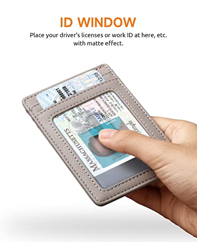 Image of Buffway Mens Slim Wallet, Minimalist Thin Front Pocket Leather Credit Card Holder with RFID Blocking for Work Travel | Minimalist