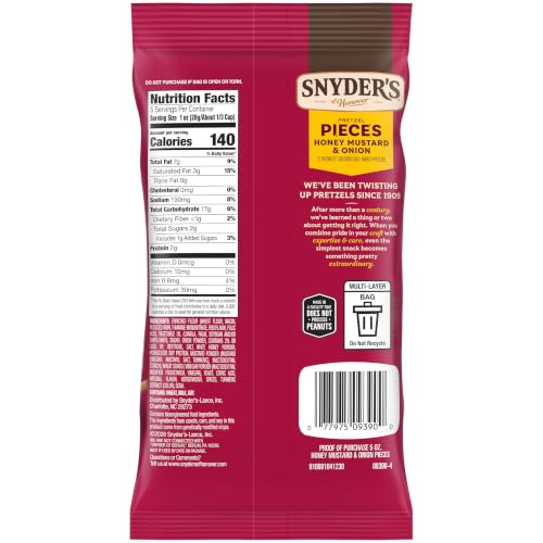Image of Snyder's of Hanover Pretzel Pieces, Honey Mustard and Onion, 5 oz (Pack of 8)