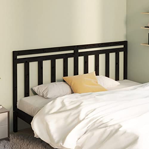 Norheim Cabecero de madera negra cabecero cabecero cama respaldo tapizado parte trasera cabecero fijo 186 x 4 x 100 cm