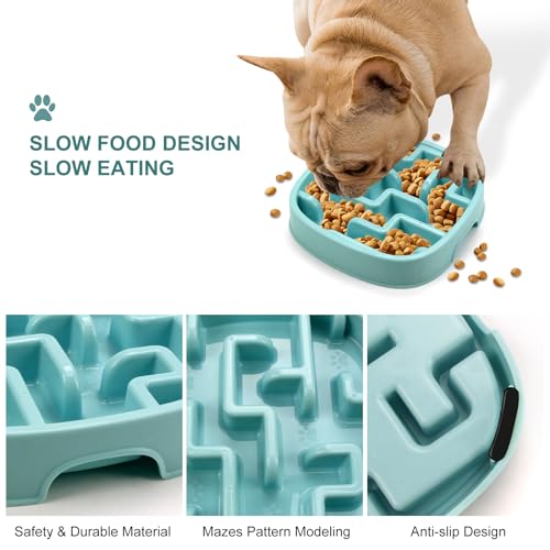 Joyfia Slow Feeder Dog Bowl, Anti-Choking Puzzle Feeding Bowl for Dry, Wet & Raw Food, Slow Down Eating, Prevents Overeating, Puppy Training, Maze Dog Dishes for Small Medium Breeds Cats Pets (Blue) – Bild 4