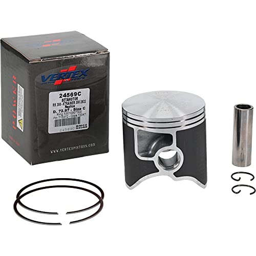 Vertex 24569C Cast Replica Piston Kit Compatible With/Replacement For Beta RR 2T 300 2022, XTRAINER 300 2022 STD Compression Ratio, 73 mm Cylinder Diameter, 72.970mm Piston Diameter