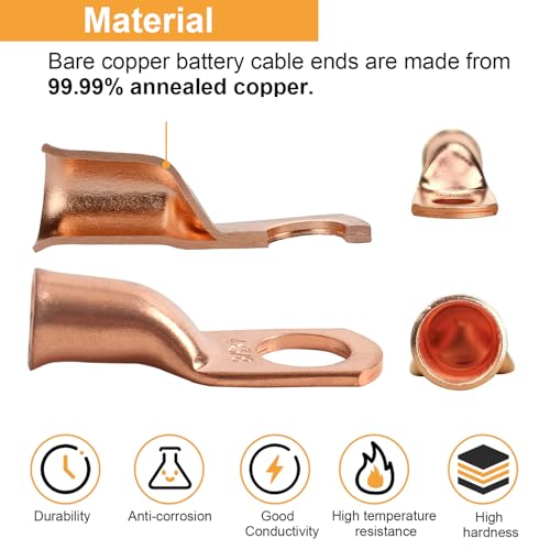 Terminales de cobre 3/0 AWG evitan fallos de arranque en extremos de cable de batería de 5/16 3