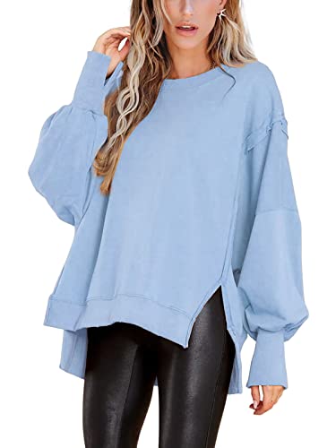 Image of BWQ Womens Oversized Sweatshirt Crewneck Long Sleeve Shirts Pullover Sweatshirts S-2XL
