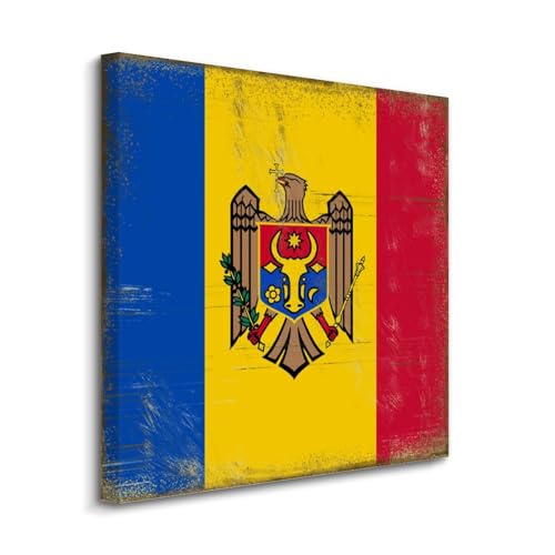 Lienzo de la bandera de Moldavia Yelolyio para decorar tu oficina, escuela u hogar