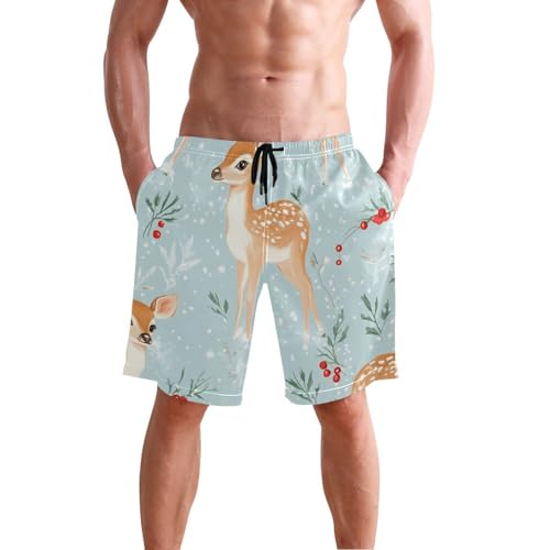Men’s Swim Trunks Christmas Deer Snow Cherry Beach Board Shorts Swimming Short Pants Running Sports Surffing Shorts2