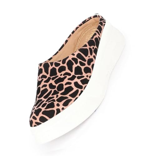 Image of FAUSTO Women's Fashion Outdoor Leopard Print Height Enhancer Open Back Slip On Casual Shoes