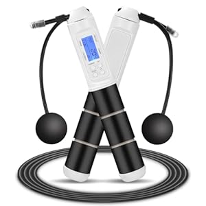 Springtouw volwassen fitness, springtouw met teller, springtouw verstelbaar met kogellager, draadloos gewogen touw springen voor training, fitness, springtouw anti-slip voor kinderen en volwassenen