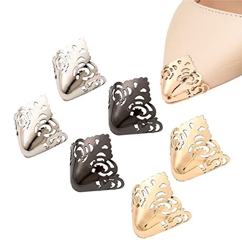 Image of 3 Pairs High Heel Protectors High Heel Toe Head Metal Pointed Cap Cover for Shoes Protection Repair Decoration