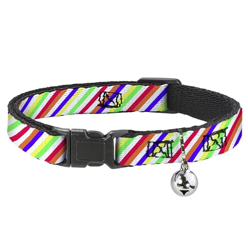 Collar de gato breakaway ajustable de 8 a 12 pulgadas blanco rayas neón 2