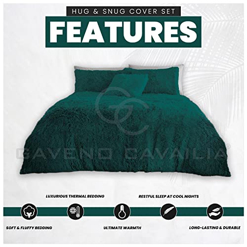 GC GAVENO CAVAILIA Super Soft Teddy Duvet Cover Single, Fluffy Fleece Bedding Sets, Snuggle Warm Bed Set With Pillowcase, Green - Image 3