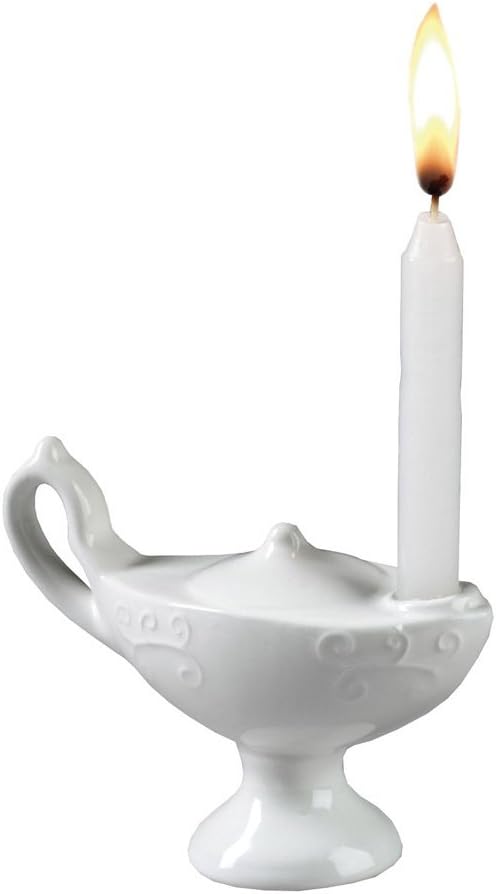 Prestige Medical Small Ceramic Florence Nightingale Graduation Lamp with Wax Candle (Color: Off White)