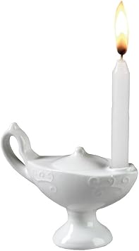 Prestige Medical Small Ceramic Florence Nightingale Graduation Lamp with Wax Candle Color Off White
