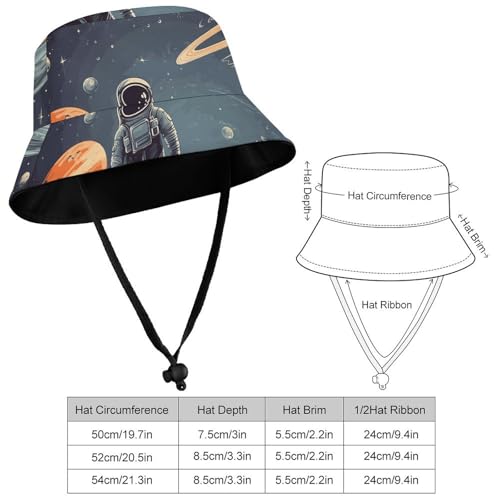 21.3in Fisherman Hats Planets and Astronaut Galaxy Sun Hat for Men Women Bucket Hat Boonie Cap Travel Summer Beach Hats Black2