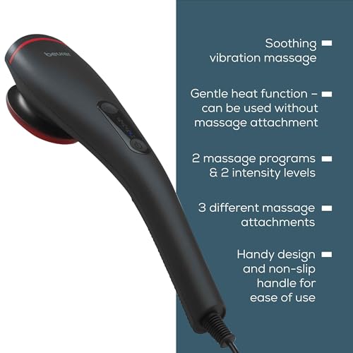 Image of Beurer MG 24 Infrared Body Massager for Pain Relief | Deep Tissue Vibration Massage with Soothing Infrared Heat Therapy | Ergonomic Handheld Design for Muscle Relaxation, Stress Relief, Improved Blood Circulation I Black in color I 3 years warranty