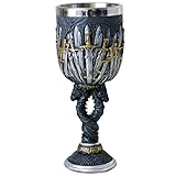 alikiki Medieval Swords Dragon Wine Goblet - GOT D&D Game Chalice of Merchandise - 7oz Stainless Steel Drinking Cup - Fantasy Dungeons and Dragons Party Gifts for Birthday Men Women