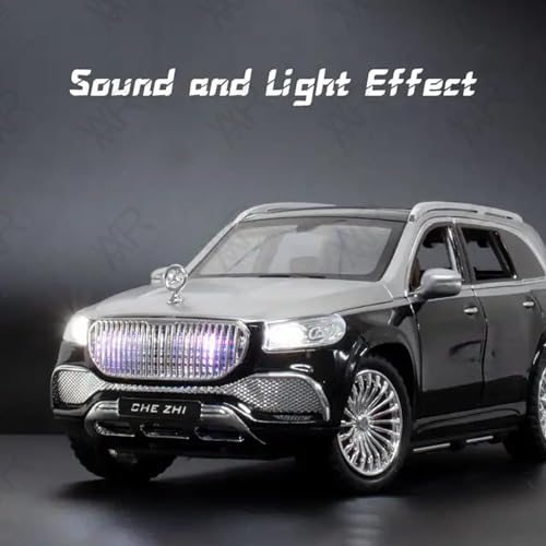 Image of 1:24 Scale Big Size Mercedes Maybach GLS600 Toy Car | Metal Diecast Car for Kids with Openable Doors, Sound, Light Effects (Black)
