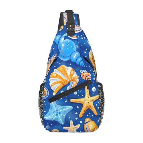 Mochila tipo sling con diseño de estrella de mar para hombre y mujer