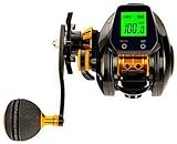 ベイトリール 7.2:1 ギア比 デジタルフィッシングリール デジタルフィッシングベイトリール 正確なラインカウンター 深度位置表示 0-12段階無段階速度調整 フィッシュショットアラームシステム 耐荷重15kg 防水 野生釣り 海釣りに最適 (左側)