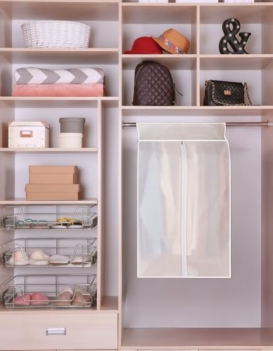 PEIFENG TUNAN Transparente Kleidertasche, staubdichte Abdeckung, mottensichere Schienenabdeckung, Aufbewahrung, Manteltasche mit Reißverschluss, PEVA (Transluzent, 90 * 60 * 50)