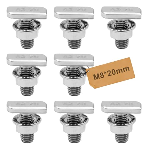 ALLY-MAGIC Lot de vis à tête marteau M8 x 20 mm, vis en T avec écrous à dents de blocage, écrous à bride M8 pour rails de montage solaires photovoltaïques, serre E21-TXLSLM