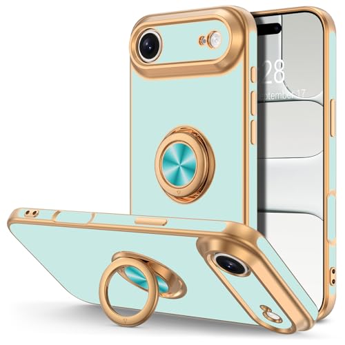 Coque iPhone Air menthe or rose élégante avec anneau et protection chic