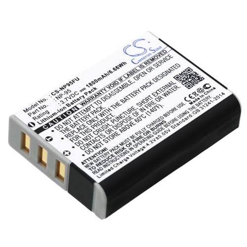 CS NP95FU Batería 1800mAh Compatible con [Fujifilm] FinePix F30, FinePix F31fd, X S1, X100, X100S, X100T, X30, X70, XF10, para [Ricoh] GXR, GXR A12, GXR S10 sustituye DB 90, NP 95