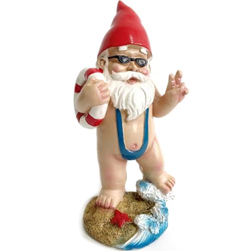 Tashce Nain de natation - Nain de jardin pour extérieur - Décoration de jardin pour l'extérieur - Figurine en résine faite à la main pour balcon, terrasse et pelouse (15 cm)