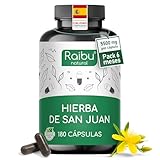 Hipérico Hierba de San Juan Extracto - 5500mg de Hierba de San Juan por cápsula (10:1) - Alta Concentración para 6 Meses - Antiestrés, Sueño - 180 Cápsulas Veganas, Sin Aditivos