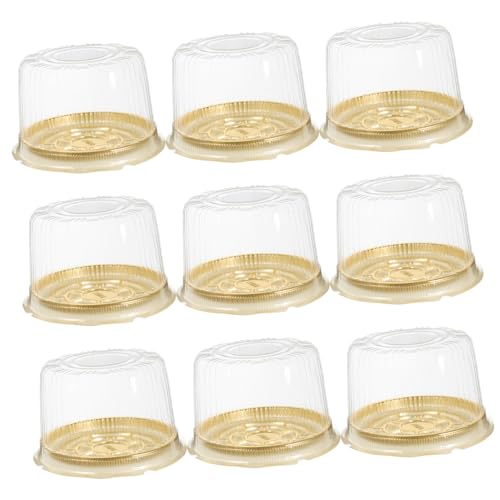 ABOOFAN 10Pcs Plastic Disposable Cake Container Carriers with Dome Lids Cake Board 4Inch Round Cake Carriers for Transport Clear Cake Boxes Cover Round Cake Holder Display Containers