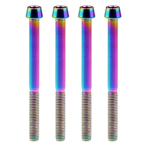 Image of Titanium Ti Bolt M5x9 16 18 20 25 30 35 40 45 50 55 60mm Tapered Head Screws Pack of 4 (M5x60mm, Rainbow)