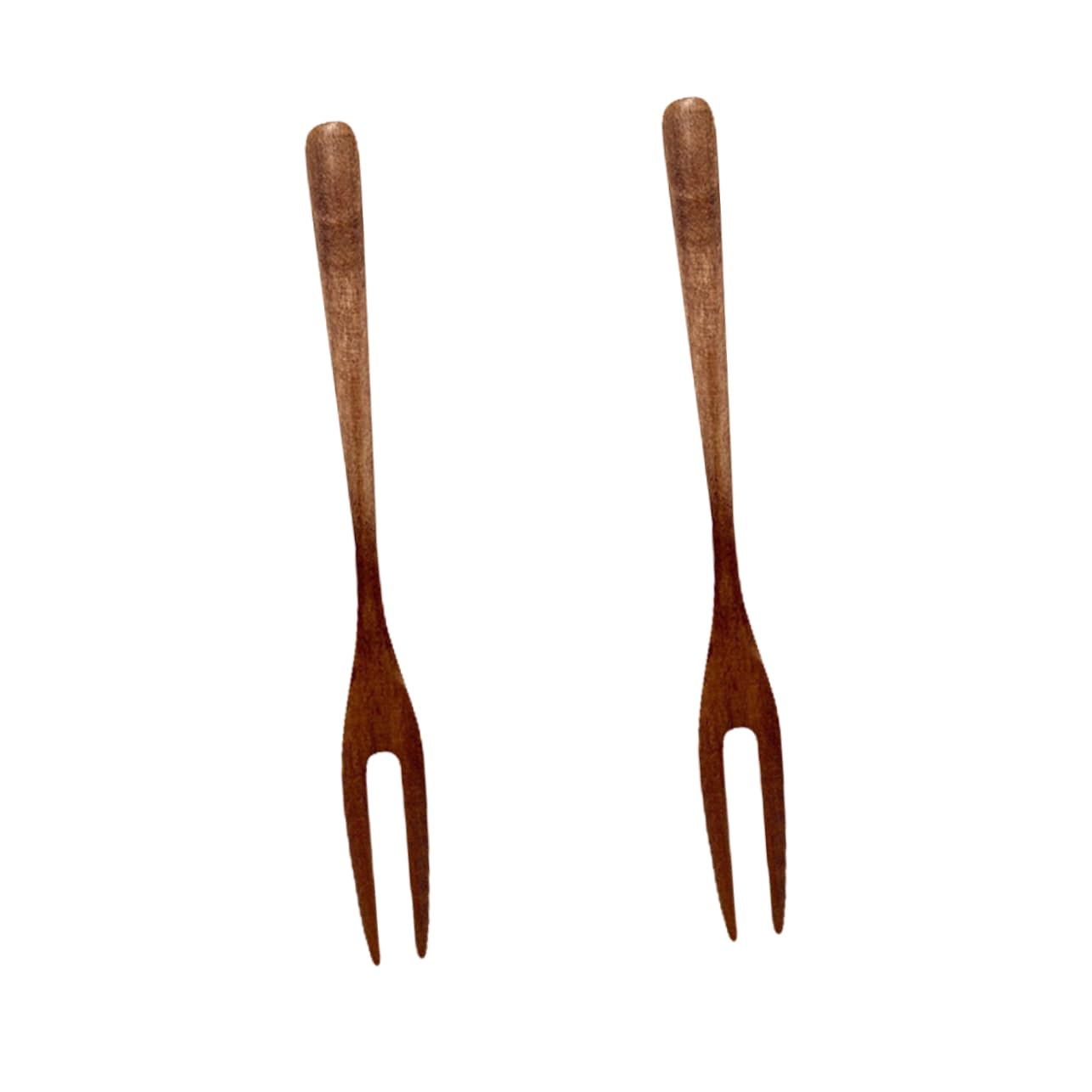 LALADEFIEE 2Pcs Natural Dessert Forks Two Tine Pastry Forks for Appetizers Fruits Cakes Cocktails for Home Cafe Party Mid Autumn Festival Use