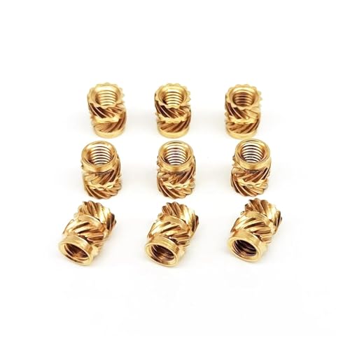 Tuercas moleteadas de latón,insertos roscados, 50 tuercas de inserción de latón moleteadas M3 x 5,7 x 4,6 for impresora termofusible, moldeo por inyección, diámetro exterior de 5,7 mm y 4,6 mm.