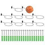 PATIKIL 5 Inch Ball Holder Wall Mount, 10 Pack Ball Display Wall Storage with Screws for Basketball Football Volleyball Display Decor Storage Ring Planter, Black/Silver Tone, 4mm Thick