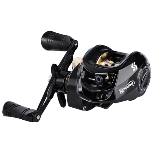 Image of Sougayilang Baitcasting Reels, Super Smooth Baitcast Reel with Magnetic Braking System Baitcaster Reel-Black-Left