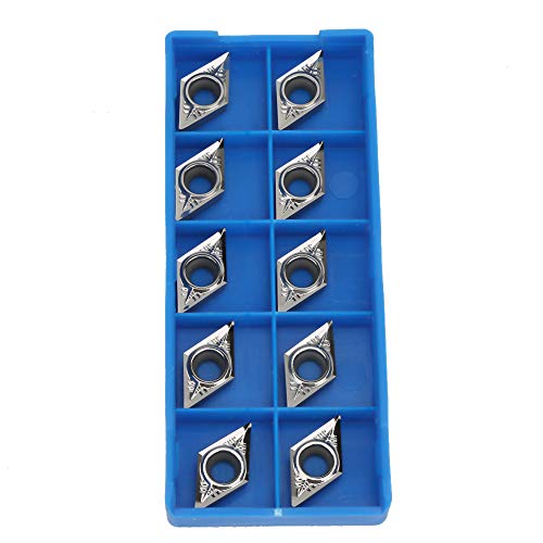 Fafeicy Insertos de torneado de carburo, inserto de torneado de torno CNC, para portaherramientas de torneado, DCGT11T304-AK H01 / DCGT32.51-AK H01, 10 piezas, Plaquitas De Torneado