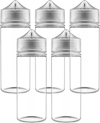 Vip Vape Leerflaschen 120ml für E-Liquid PET Kunststoff Transparent mit Tropfverschluss 5 Stück