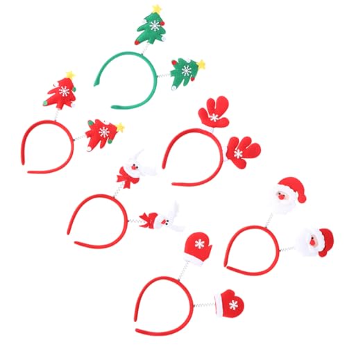minkissy 6 Piezas venda christmas christmas presents decoración de fiesta aro de pelo de árbol de navidad diadema divertida accesorio de vestuario diadema de paño rojo