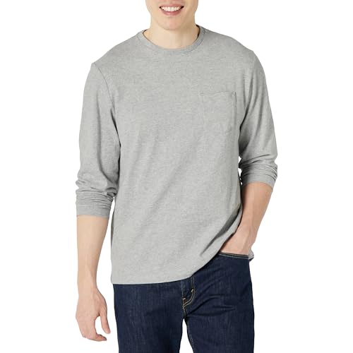 Amazon Essentials Camiseta de Manga Larga de Ajuste Normal Hombre, Gris Claro Mezcla, XL